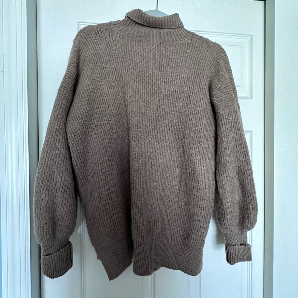 French Connection Sweater women's size Medium turtleneck Wool Stretch Brown - Picture 2 of 9